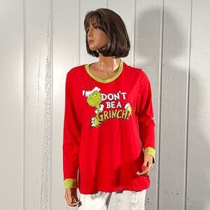 * DR. Seuss women’s Don’t be a Grinch Long Sleeve Top Sz L